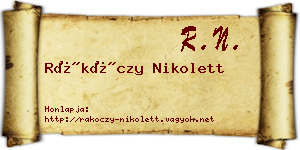 Rákóczy Nikolett névjegykártya